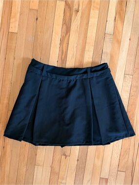 Black Pleated Mini Skirt with Shorts
